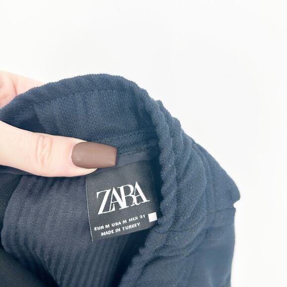 Zara Womens Casual Lounge Work Knit Career Cuffed Hem‎ Sweat Pants Size M Navy - Picture 7 of 9